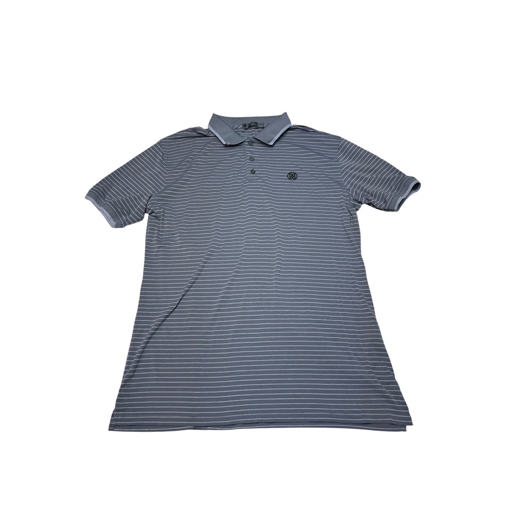 G/FORE Mens Grey Striped Performance Golf Polo Shirt Size Medium